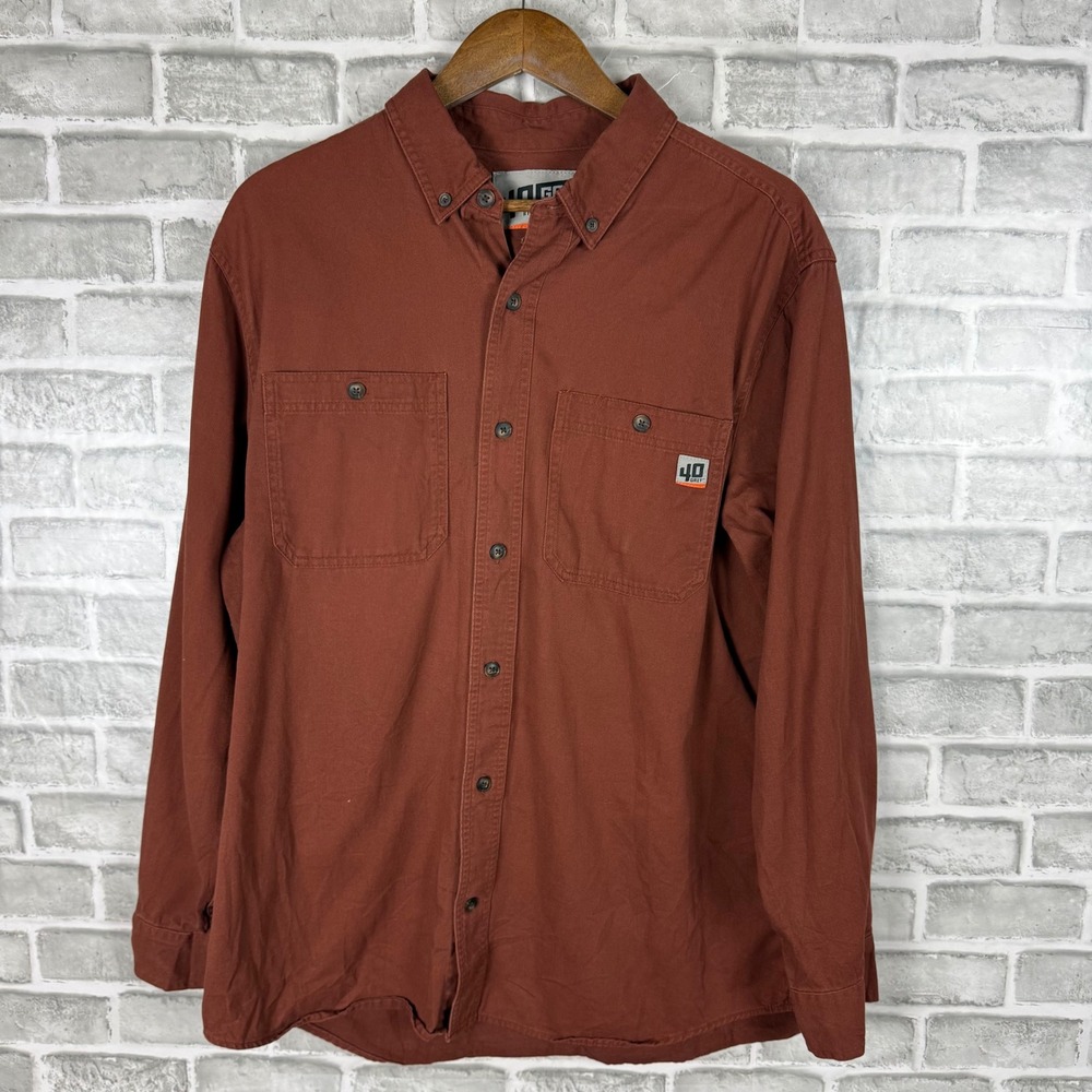 40 Grit by Duluth Trading Co Mens Large Burnt Orange Cotton Twill Work Shirt L